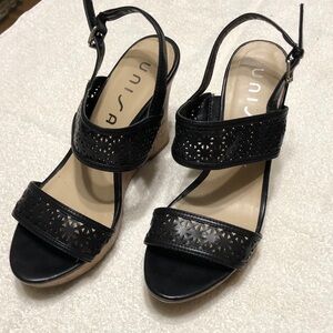 Unisa Black Wedge Sandals